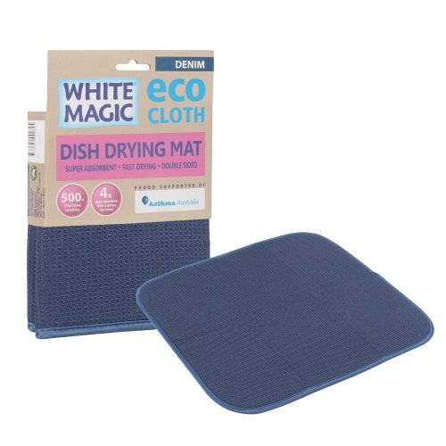 White Magic - Eco Cloth Dish Drying Mat - Denim