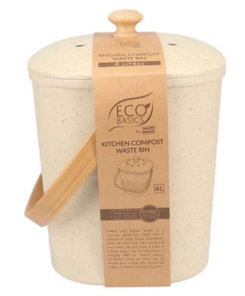White Magic Eco Basics Compost Kitchen Waste Bin 4l Pebble