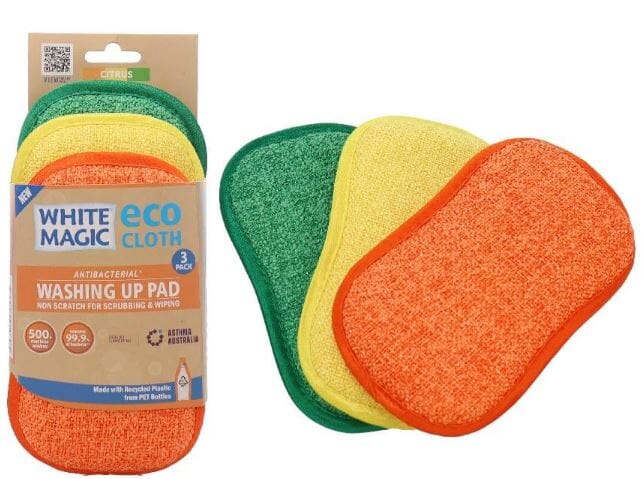 Washing Up Pad 3 Pack - Citrus Cleaning Cloths The Cooks Kitchen 