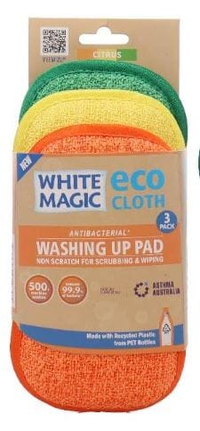 Washing Up Pad 3 Pack - Citrus Cleaning Cloths The Cooks Kitchen 