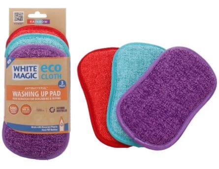 Washing Up Pad 3 Pack - Rainbow Cleaning Cloths The Cooks Kitchen 