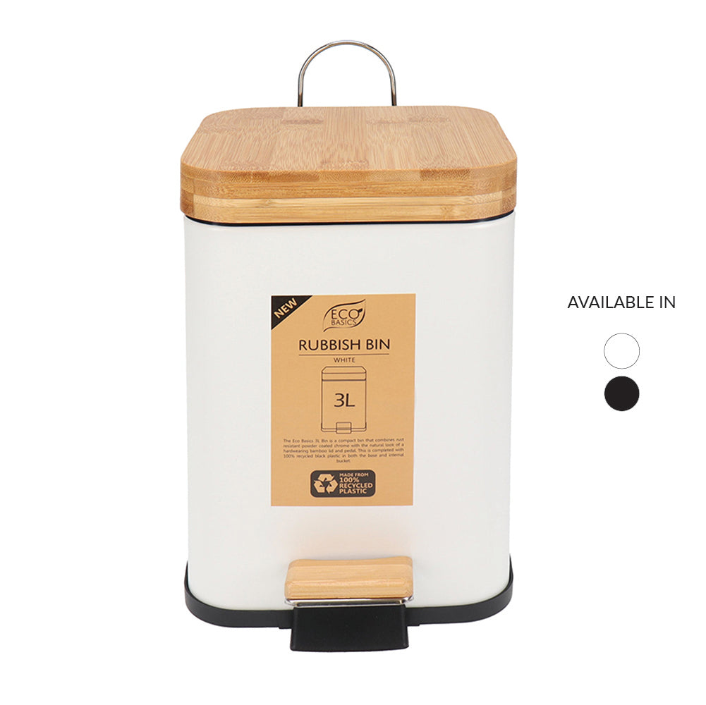 Eco Basics Rubbish Bin Square 3l - White