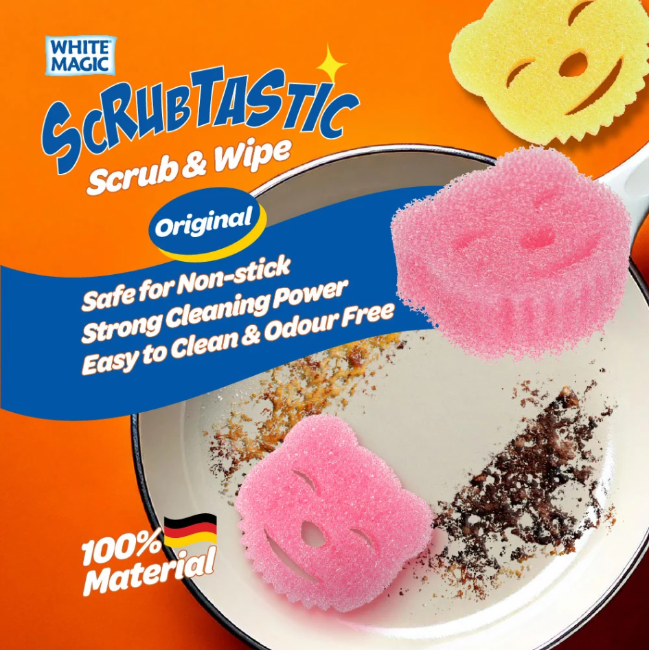White Magic Scrubtastic Scrub And Wipe Sponge 2 Pk
