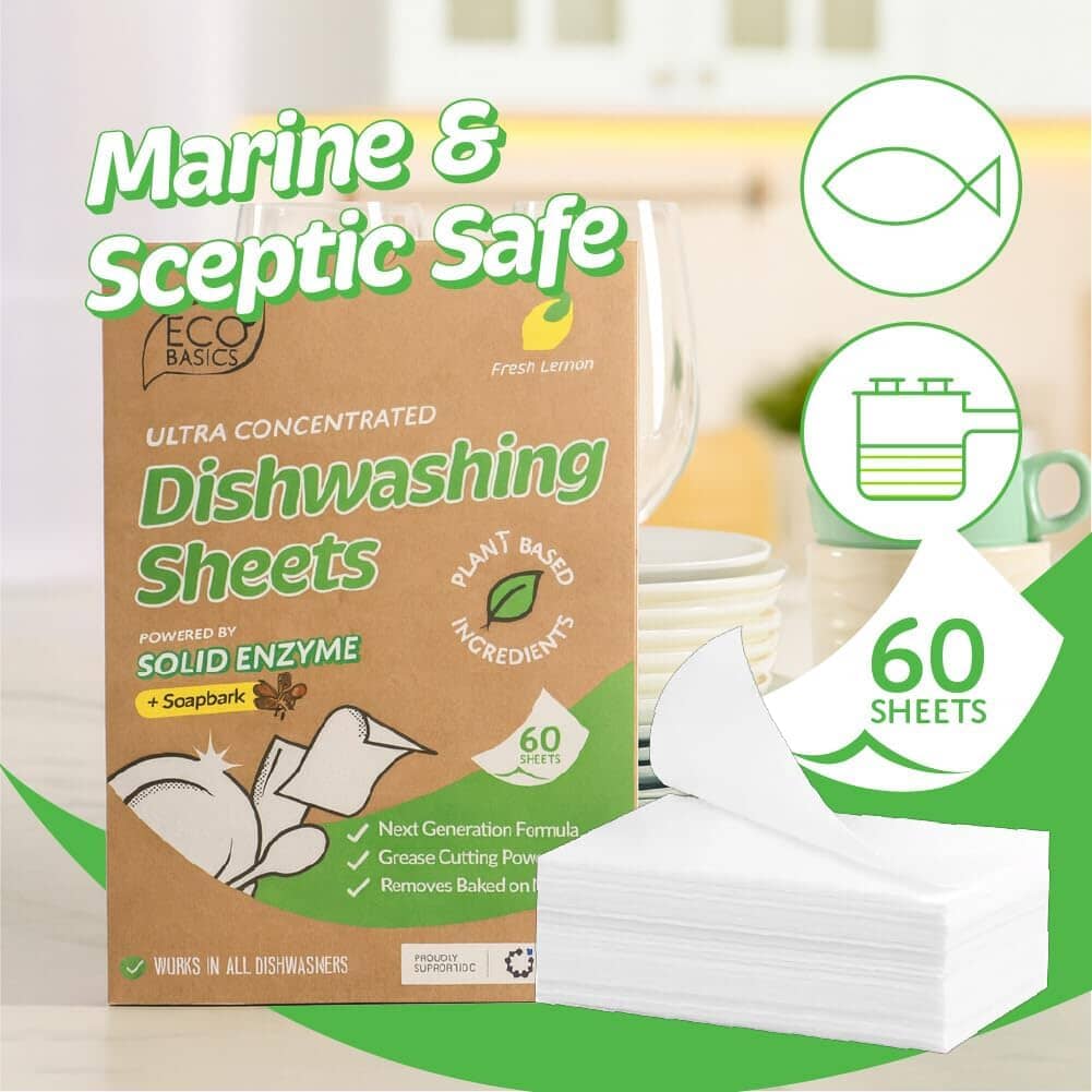 Eco Basics Dishwashing Sheets - Fresh Lemon Cleaning Equipment The Cooks Kitchen 