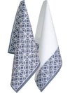 Oglvies Euro Collection Cotton Tea Towels - Geometric Blue Set Of 2