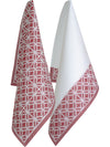 Oglvies Euro Collection Cotton Tea Towel - Geometric Red Set Of 2