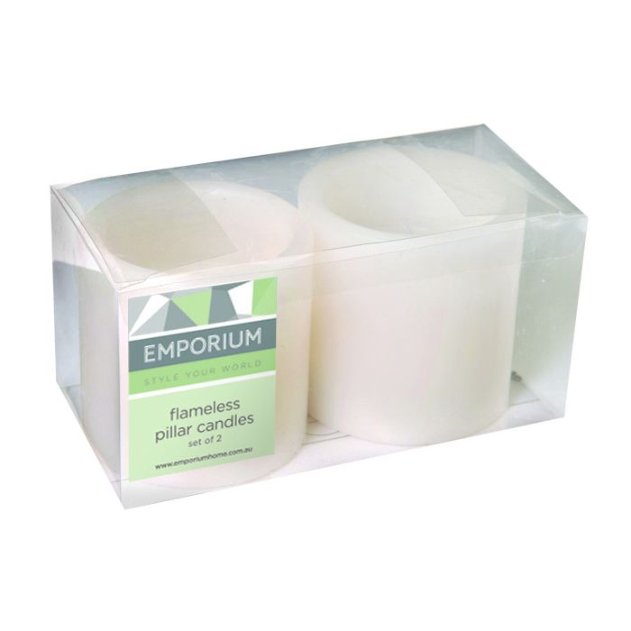 Emporium Set Of 2 Pillar Led Candles 7.5cm