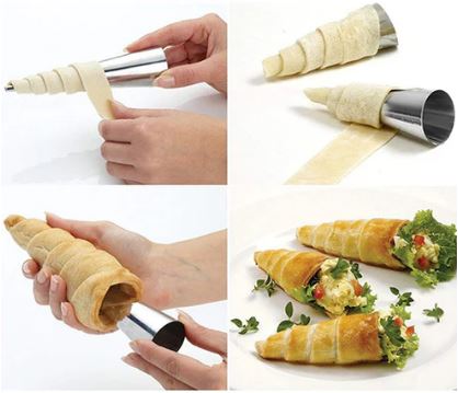 Mondo Cream Horn Moulds 4pc Stainless Steel