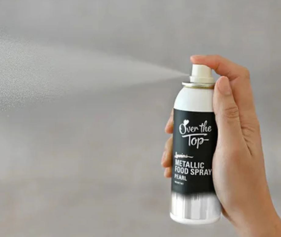 Over The Top Metallic Food Spray 48g - Pearl White