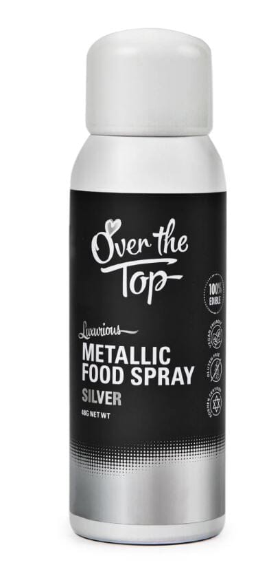 Over The Top Metallic Food Spray 48g - Silver Aerosol Spray Colours The Cooks Kitchen 