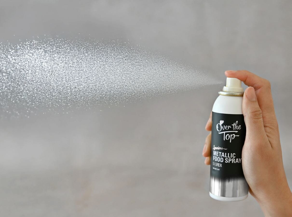 Over The Top Metallic Food Spray 48g - Silver Aerosol Spray Colours The Cooks Kitchen 
