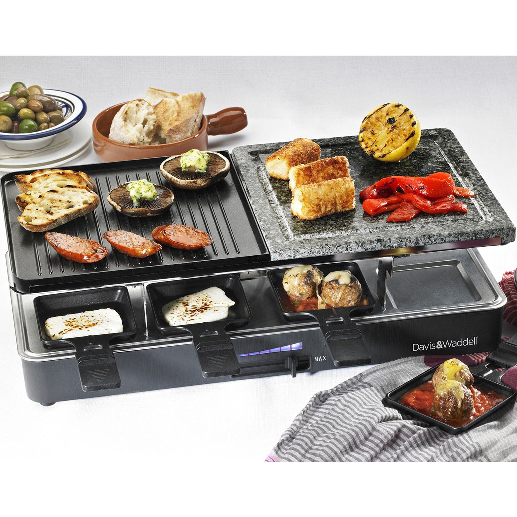 8 Person Electric Party Grill 46x23cm - Black Contact Grills The Cooks Kitchen 
