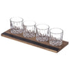 Davis & Waddell Fine Foods Whisky Flight 5pc Set Clear & Natural, Tumbler 240ml, Tray 37x13x1cm