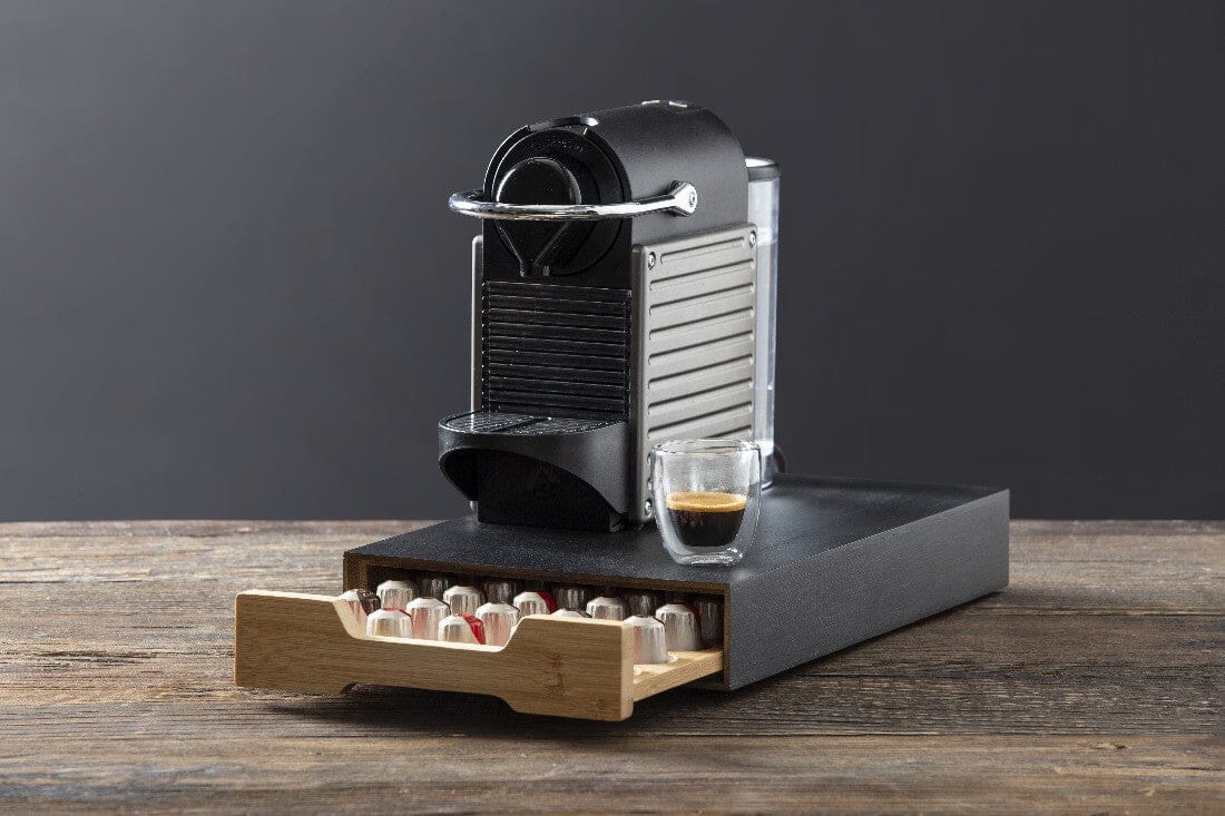 Leaf & Bean Bamboo Coffee Board W/ Pod Drawer Coffee Capsule Holder The Cooks Kitchen Mandurah 