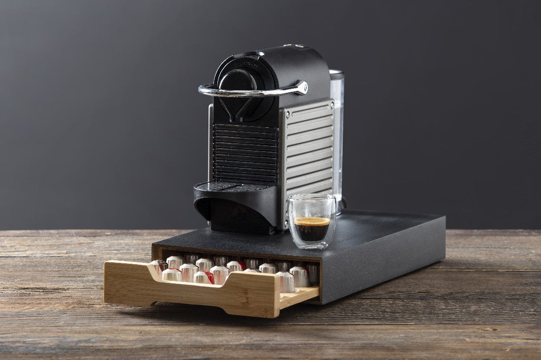 Leaf & Bean Bamboo Coffee Board W/ Pod Drawer