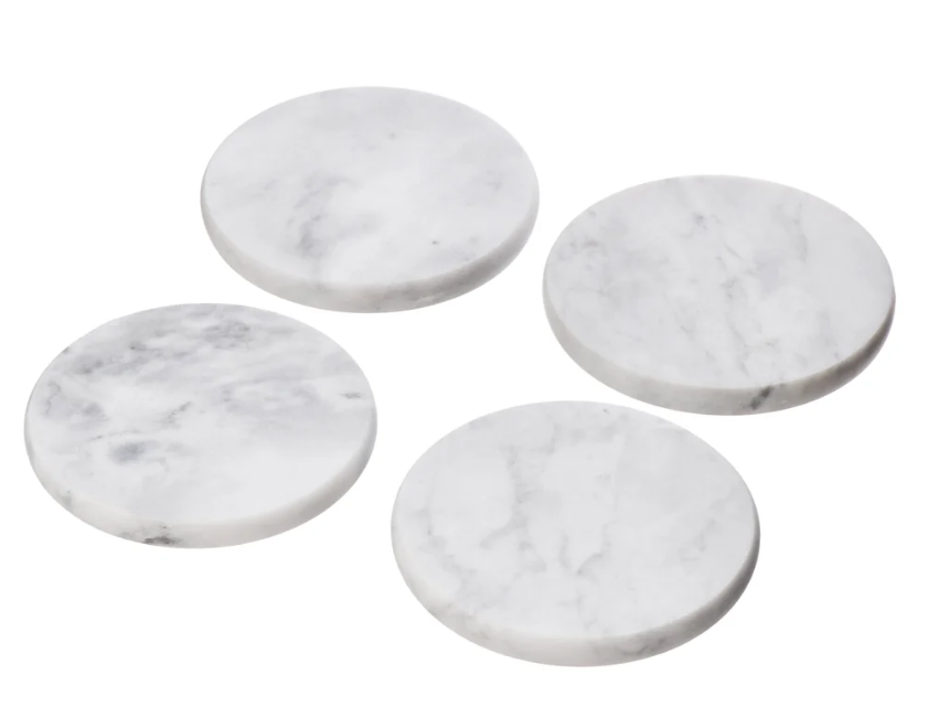 Davis & Waddell Nuvolo Marble Coaster 4pcs Set White