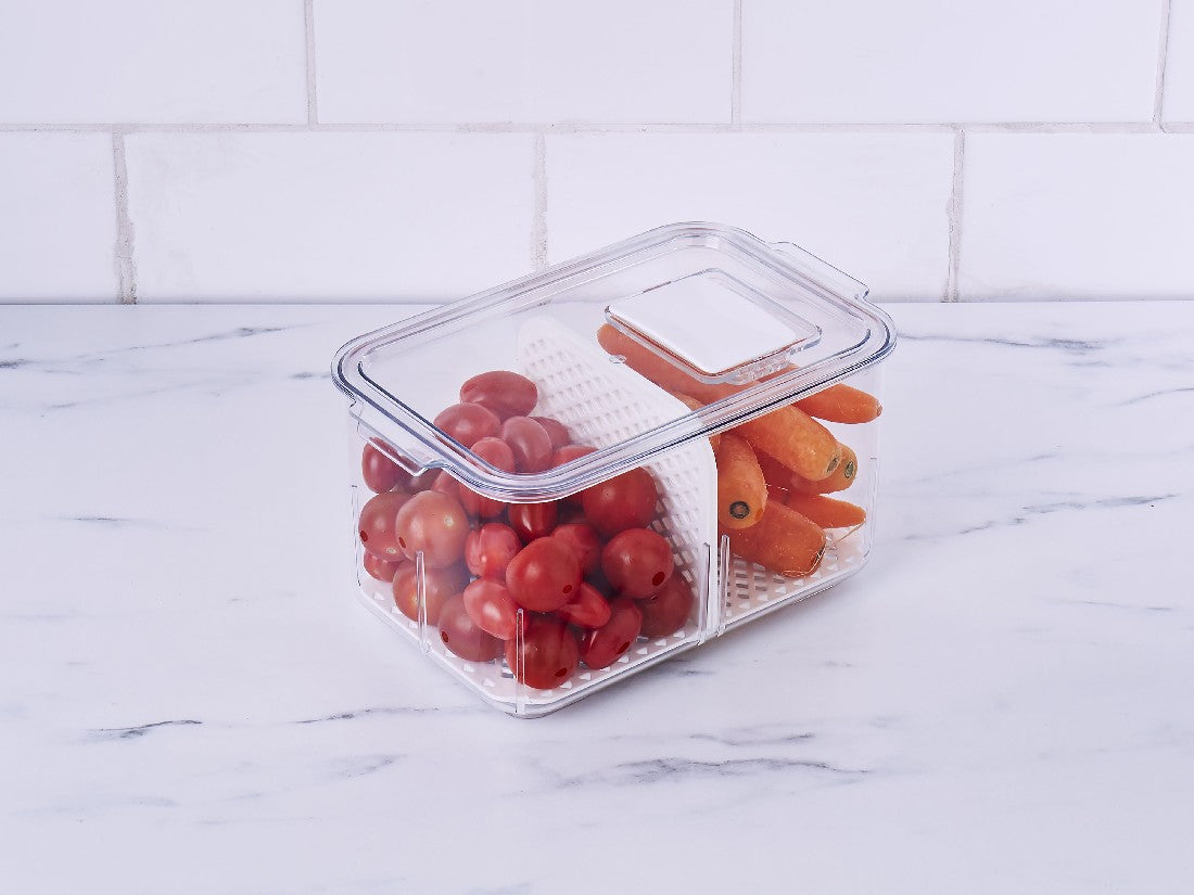 Davis & Waddell Fridge Storage Box 2.8l W/ 2 Drain Boards 23.2×14.4×12cm
