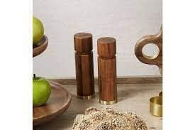 Davis & Waddell Acacia & Brass Pepper Mill Natural 5x18cm Salt & Pepper Mills The Cooks Kitchen Mandurah 