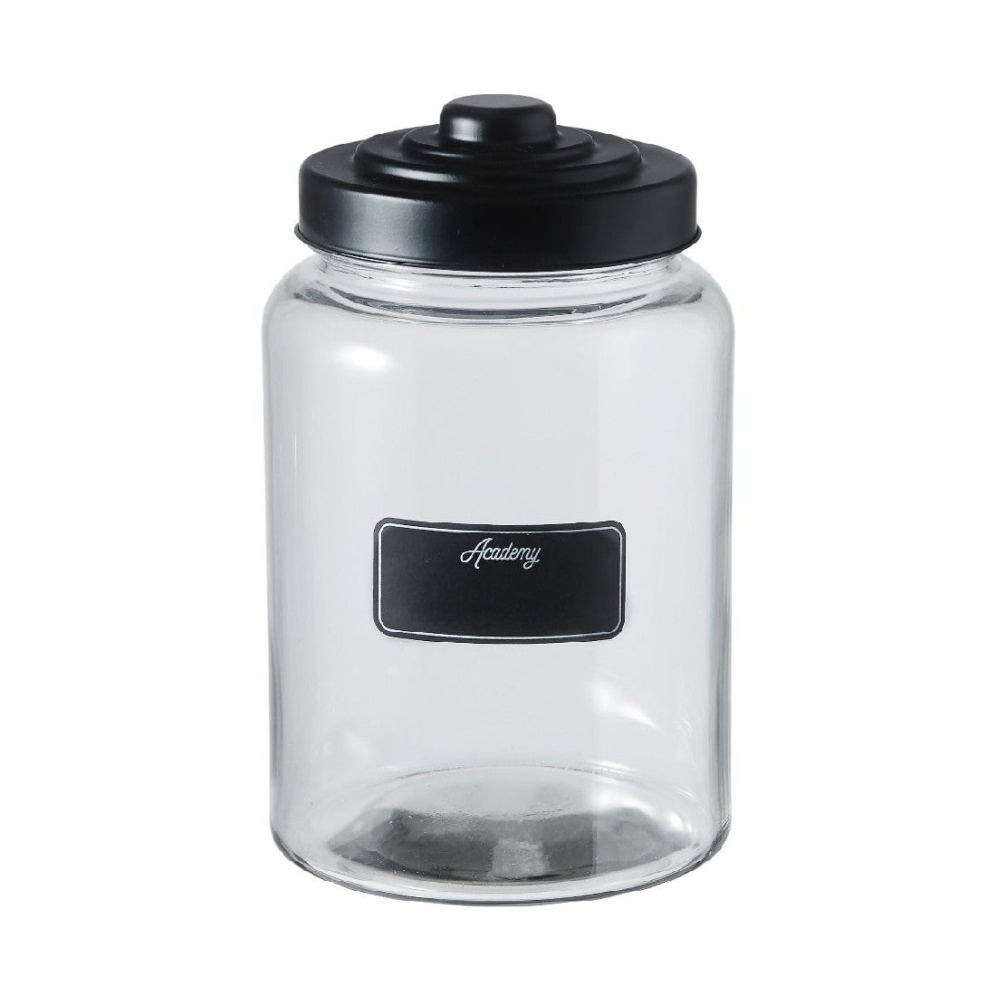 Academy Oversized Glass Jar W/ Matte Black Lid - 4.1l