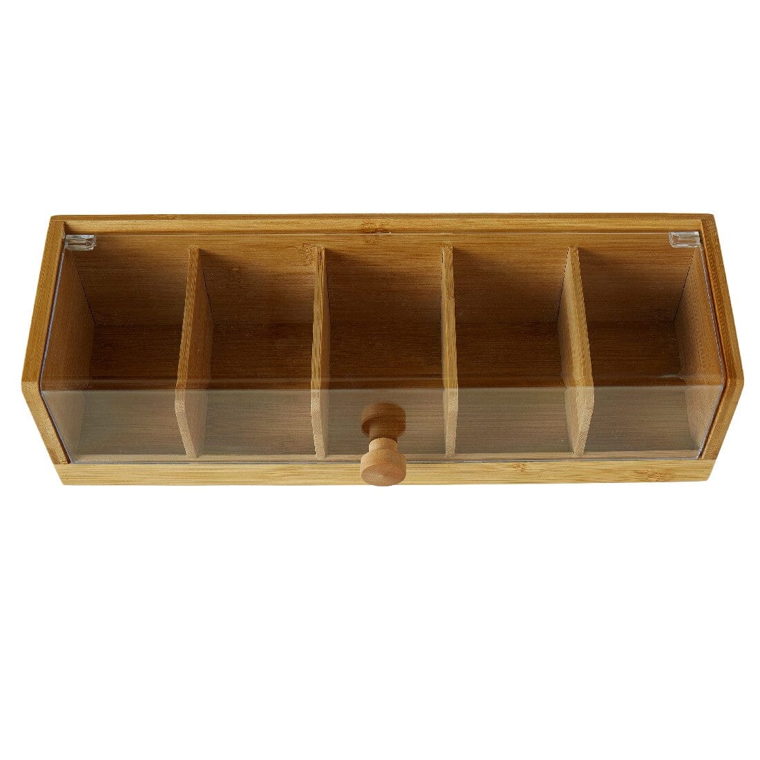 Leaf & Bean Bamboo Tea Box W/ Transparent Lid 36x13x10cm Sugar, Coffee & Tea The Cooks Kitchen Mandurah 