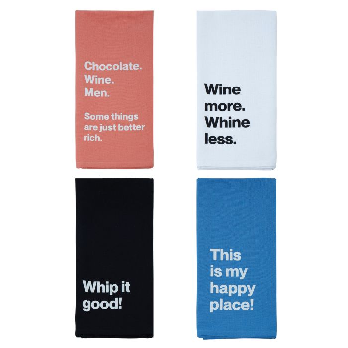 Dw Slogan Tea Towel 30cm Assorted