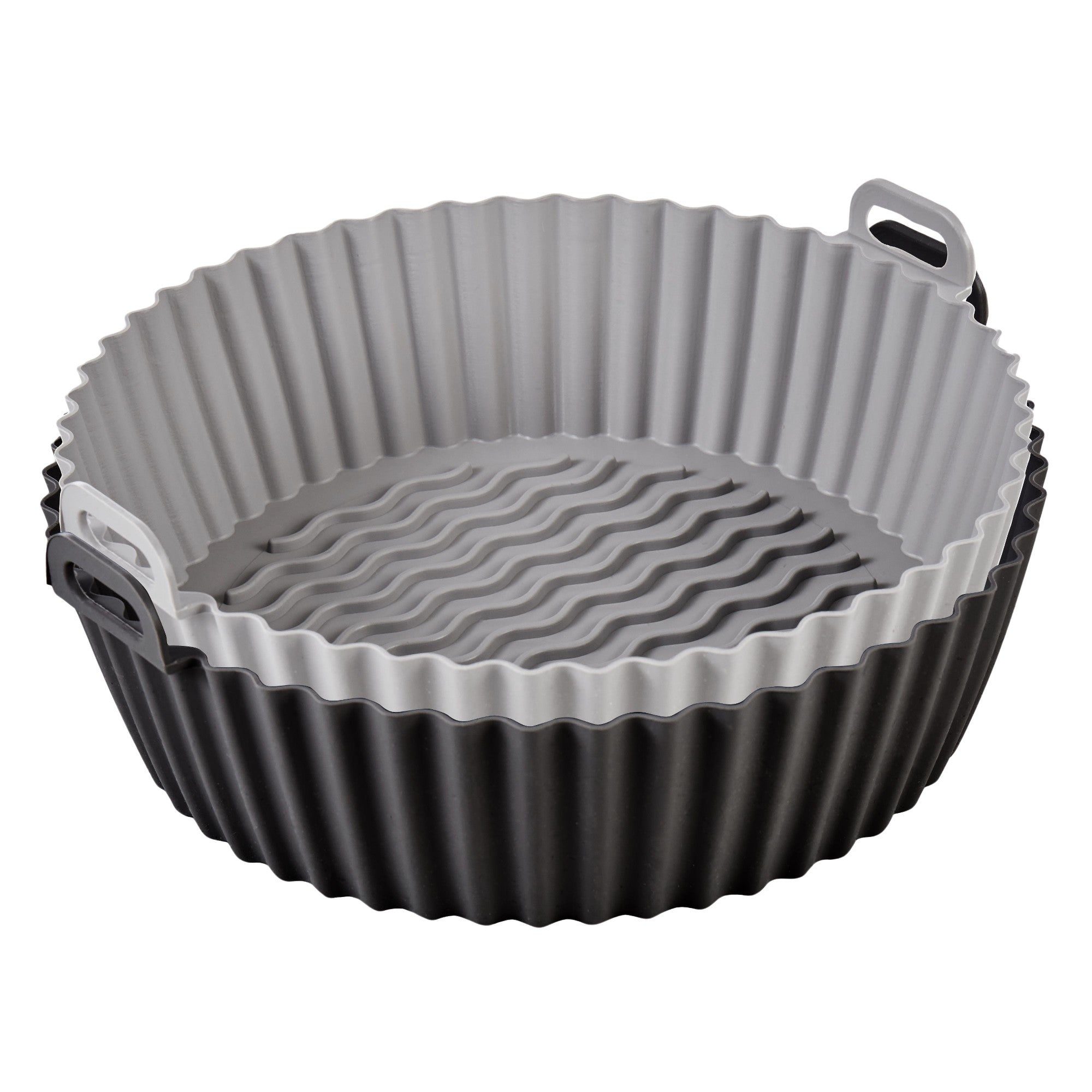 Masterpro Reusable Silicone Air Fryer Liner Round 2pc Set Grey & Black 56.5x46x38.5cm