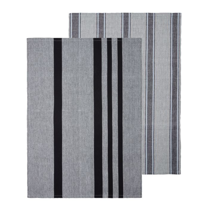 Davis & Waddel Ellis Cotton Tea Towels Set Of 2 50x70cm - Black