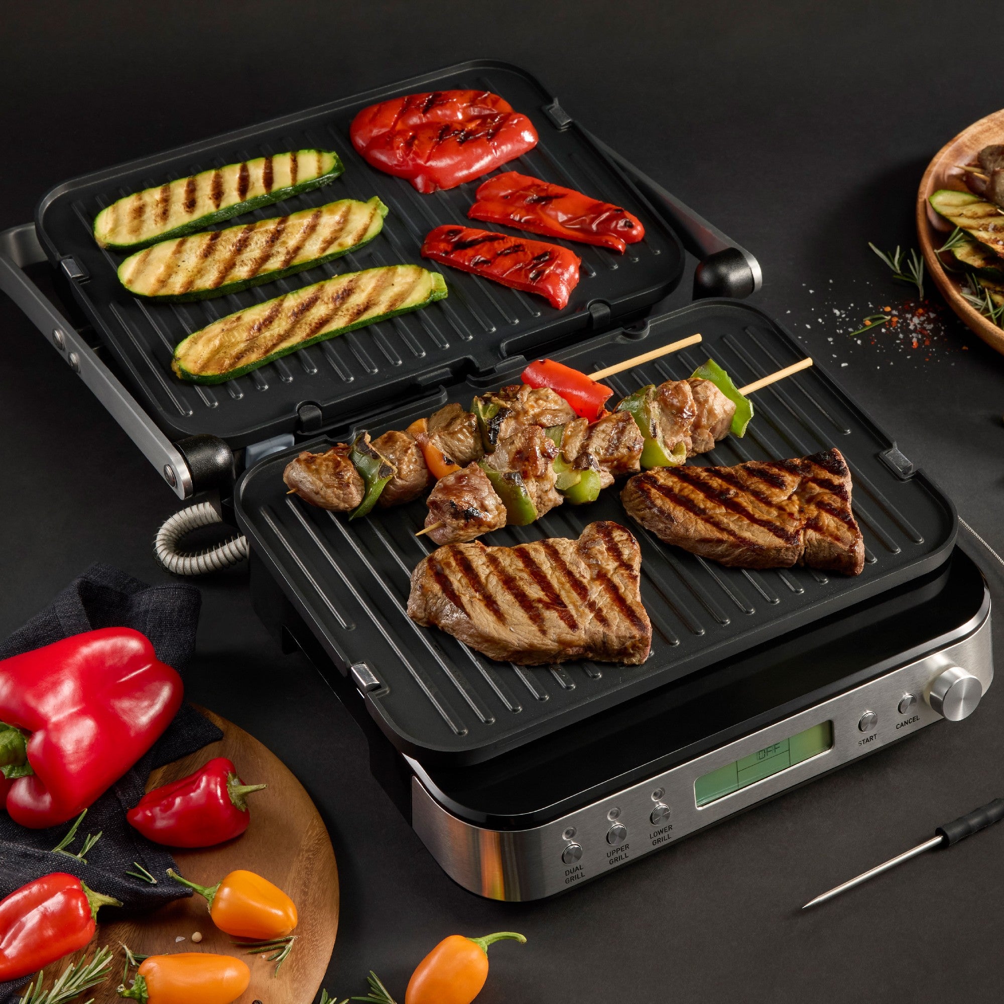 Master Pro Delux Multi Contact Grill With Temperature Probe