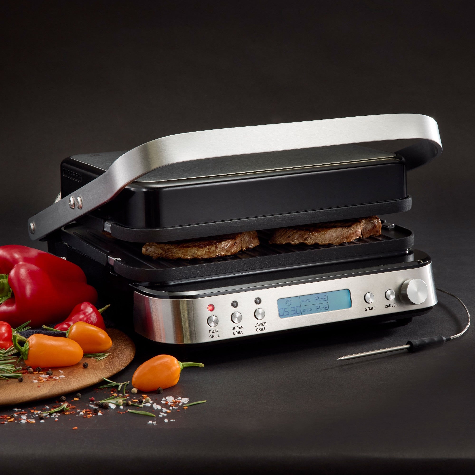 Master Pro Delux Multi Contact Grill With Temperature Probe