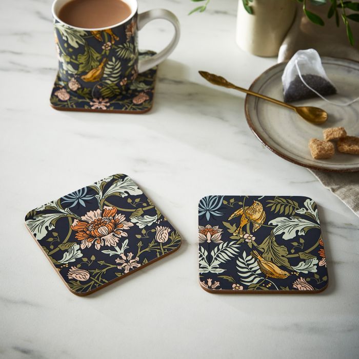 Ulster Weavers Finch & Flower Coaster 4pcs Set Navy 11x11x1cm