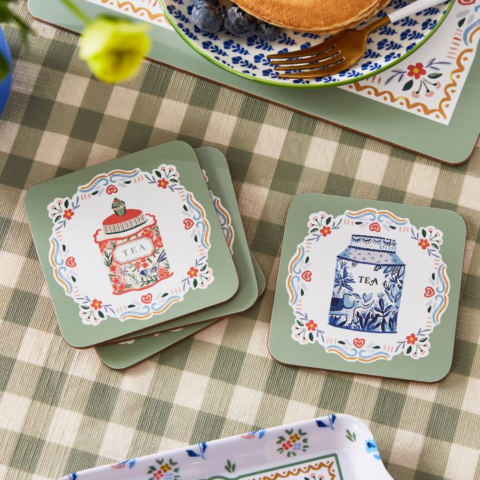 Ulster Weavers Tea Tins Coaster 4pcs Set Multi-coloured 11x11x1cm