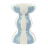 Emporium Lane Stripe Candle Holder Small Blue & White 9.5x9.5x14cm