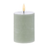 Amalfi Hughe Led Flickering Pillar Candle Rustic Green 7.5x7.5x10cm