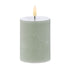 Amalfi Hughe Led Flickering Pillar Candle Rustic Green 7.5x7.5x10cm