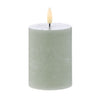 Amalfi Hughe Led Flickering Pillar Candle Rustic Green 7.5x7.5x10cm