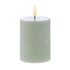 Amalfi Hughe Led Flickering Pillar Candle Rustic Green 7.5x7.5x10cm