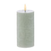 Amalfi Hughe Led Flickering Pillar Candle Rustic Green 7.5x7.5x15cm