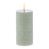 Amalfi Hughe Led Flickering Pillar Candle Rustic Green 7.5x7.5x15cm
