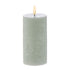 Amalfi Hughe Led Flickering Pillar Candle Rustic Green 7.5x7.5x15cm
