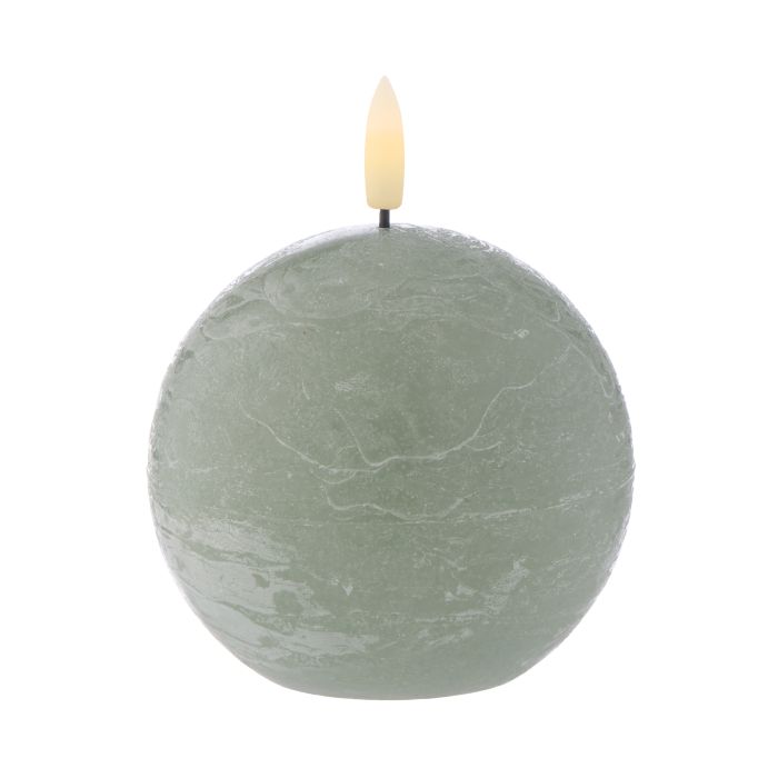 Amalfi Hughe Led Flickering Spherical Candle Rustic Green 10x10x9cm