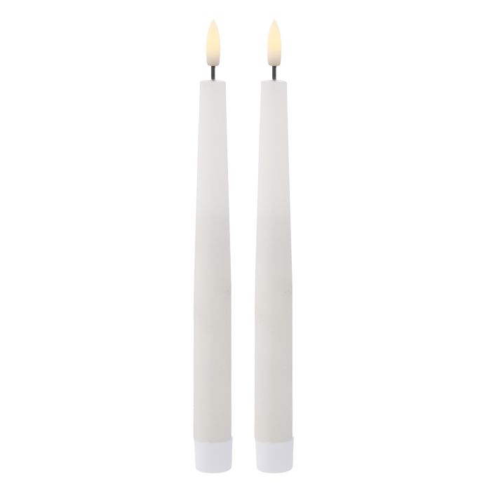 Amalfi Hughe Led Flickering Taper Candle 2pcs Set Rustic White 2x2x24cm