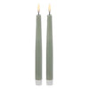 Amalfi Hughe Led Flickering Taper Candle 2pcs Set Rustic Green 2x2x24cm
