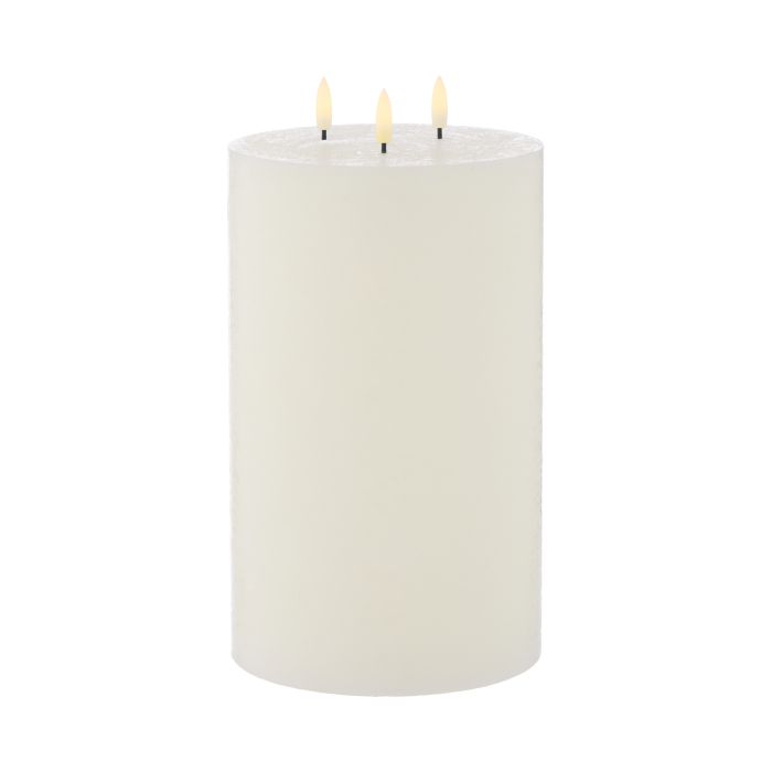Amalfi Hughe Led Flickering Pillar Candle 3 Wicks Rustic White 15x15x25cm