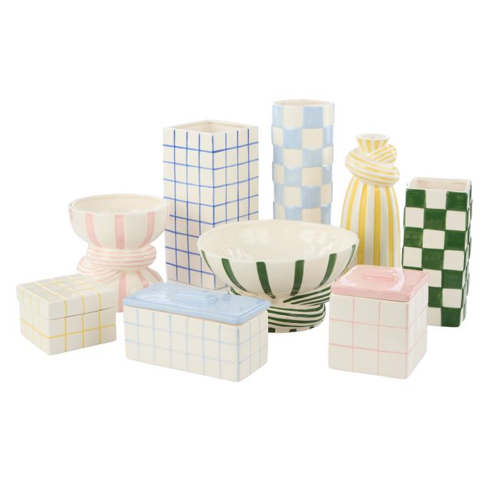 Emporium Lulu Collection Grid Vase Square Blue 11.8x11.8x25.5cm