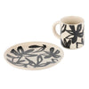 Leaf & Bean Freya Mug & Side Plate 12x9x10cm/21.5x4.5x3cm - Oat & Black