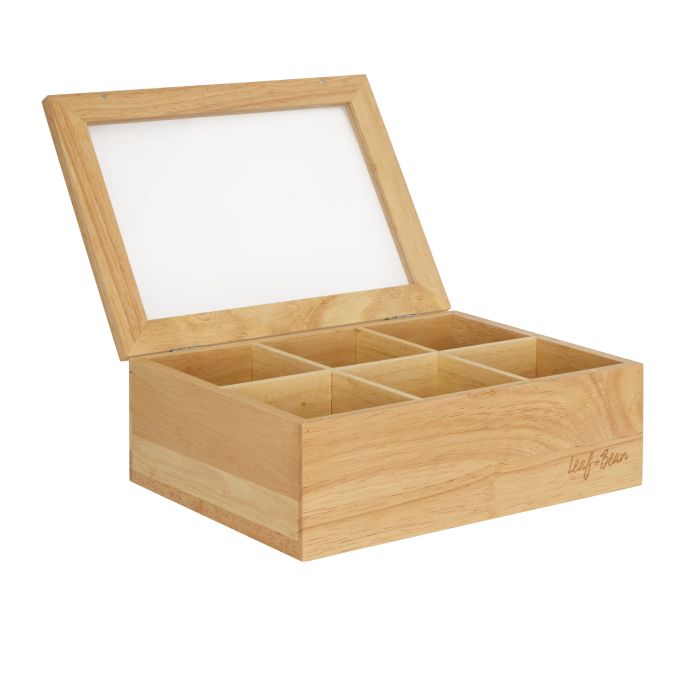 Leaf & Bean Timber Tea Box Large Natural 25x18.5x9cm