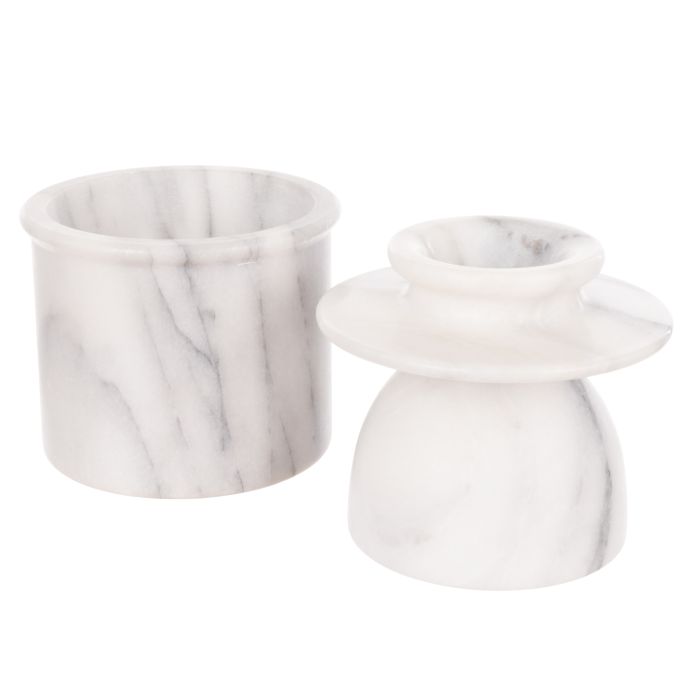 Davis & Waddell Nuvolo Marble French Butter Bell White Grey 15x10.5cm