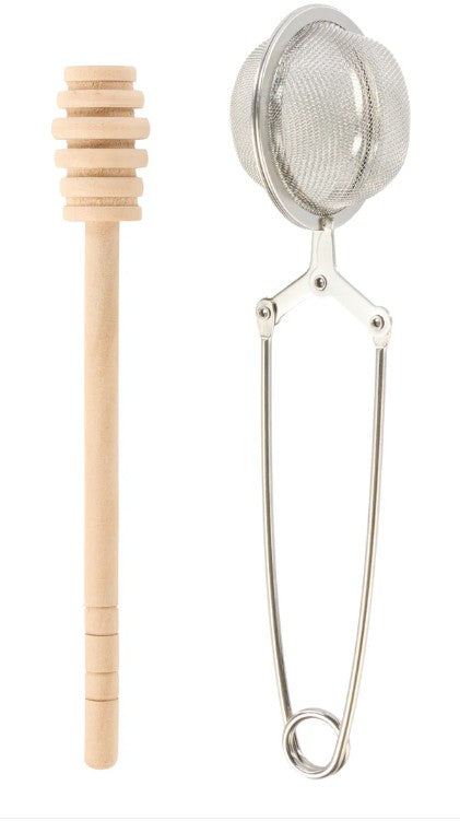 Leaf & Bean Infuser & Honey Dipper Set Natural