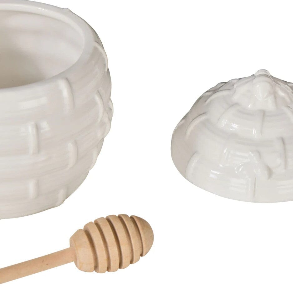 Davis & Waddell Wildflower & Hive Honey Jar With Dipper White Oil Jars & Drizzlers The Cooks Kitchen 
