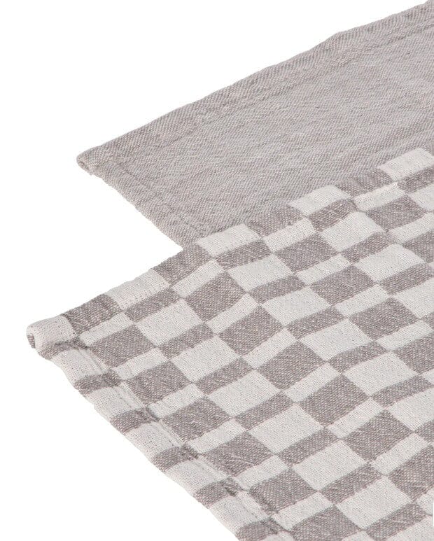 Davis & Waddell Heritage Check Cotton Tea Towel 2pcs Set - Grey Tea Towels The Cooks Kitchen 